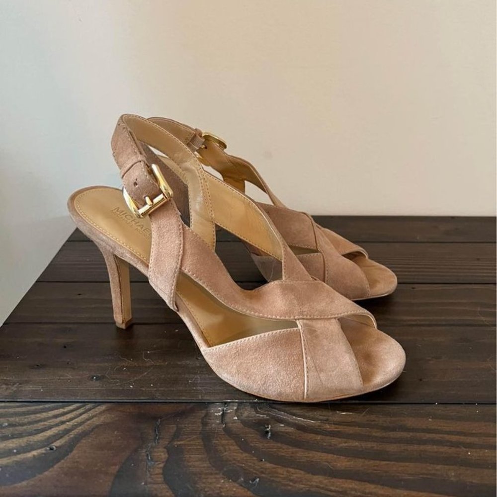 Michael Kors Tan Suede Slingback Heels